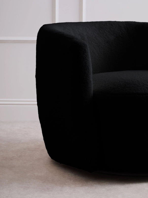 Montreal Black Boucle Effect Curved Lounge Chair With Swivel Base - XShowhome Limited - Xshowhome
