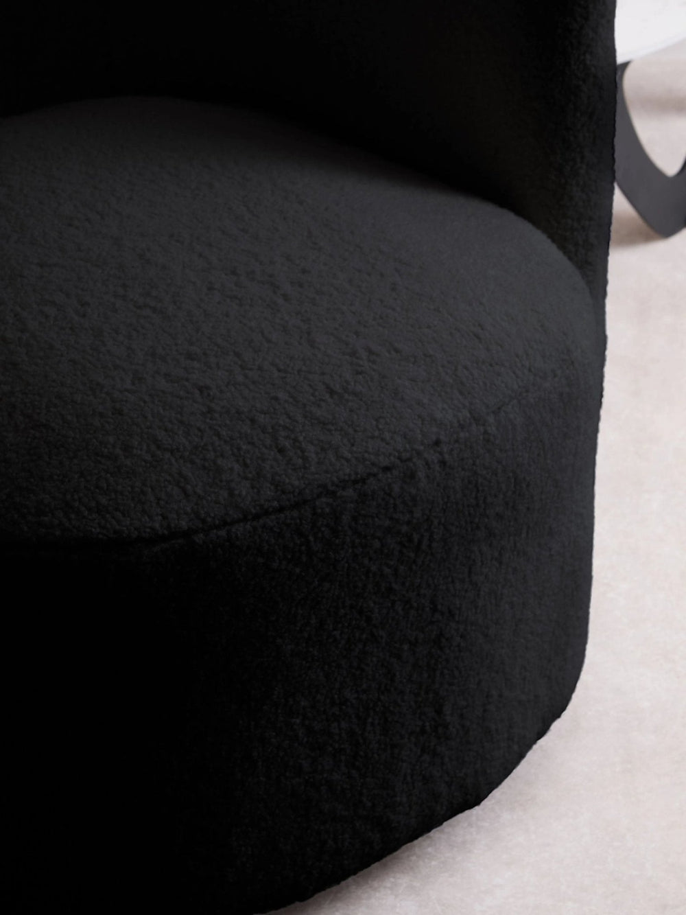 Montreal Black Boucle Effect Curved Lounge Chair With Swivel Base - XShowhome Limited - Xshowhome