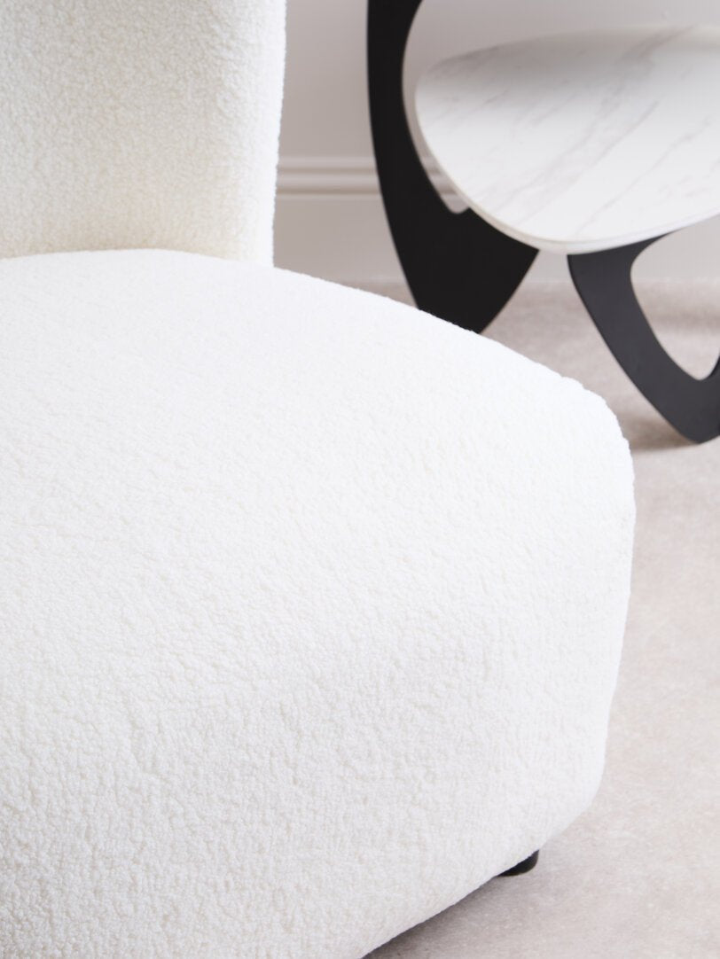 Montreal Ivory Boucle Effect Armless Lounge Chair - Canwell Interiors Limited - Xshowhome