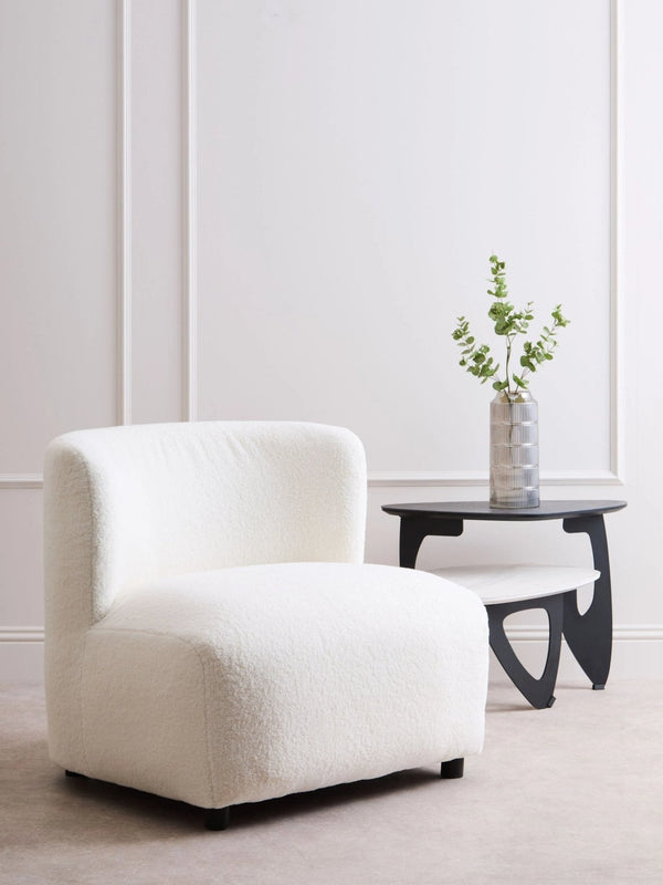Montreal Ivory Boucle Effect Armless Lounge Chair - XShowhome Limited - Xshowhome