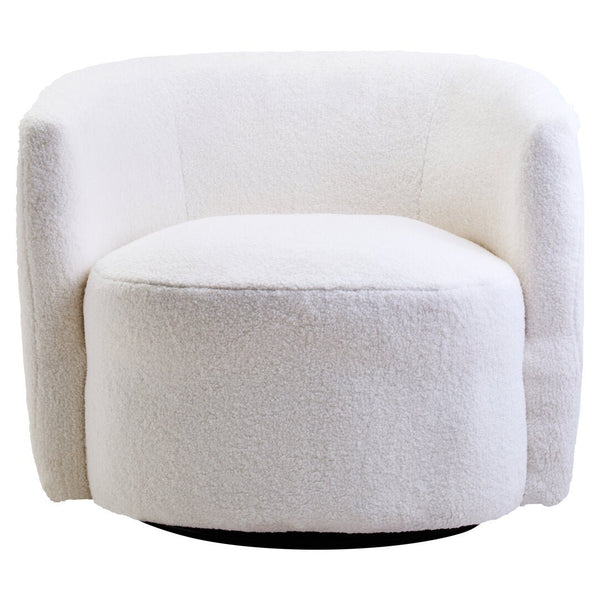 Montreal Ivory Boucle Effect Curved Lounge Chair With Swivel Base - Canwell Interiors Limited - Xshowhome
