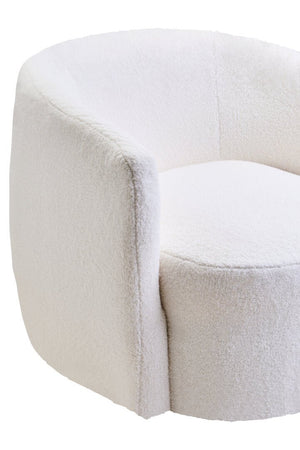 Montreal Ivory Boucle Effect Curved Lounge Chair With Swivel Base - Canwell Interiors Limited - Xshowhome