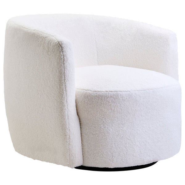 Montreal Ivory Boucle Effect Curved Lounge Chair With Swivel Base - Canwell Interiors Limited - Xshowhome