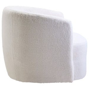 Montreal Ivory Boucle Effect Curved Lounge Chair With Swivel Base - Canwell Interiors Limited - Xshowhome