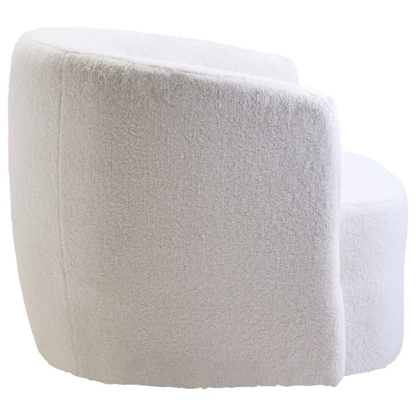 Montreal Ivory Boucle Effect Curved Lounge Chair With Swivel Base - Canwell Interiors Limited - Xshowhome
