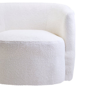 Montreal Ivory Boucle Effect Curved Lounge Chair With Swivel Base - Canwell Interiors Limited - Xshowhome