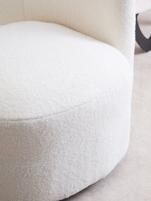 Montreal Ivory Boucle Effect Curved Lounge Chair With Swivel Base - Canwell Interiors Limited - Xshowhome