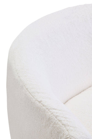 Montreal Ivory Boucle Effect Curved Lounge Chair With Swivel Base - Canwell Interiors Limited - Xshowhome