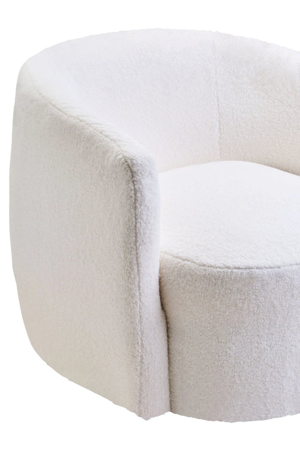 Montreal Ivory Boucle Effect Curved Lounge Chair With Swivel Base - XShowhome Limited - Xshowhome