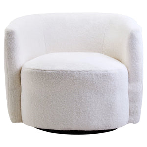 Montreal Ivory Boucle Effect Curved Lounge Chair With Swivel Base - XShowhome Limited - Xshowhome