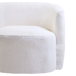 Montreal Ivory Boucle Effect Curved Lounge Chair With Swivel Base - XShowhome Limited - Xshowhome