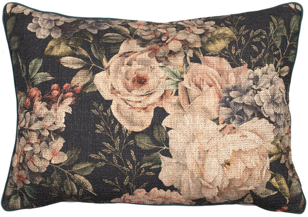 Moody Floral on Grey Linen 40x60 - Canwell Interiors Limited - Malini