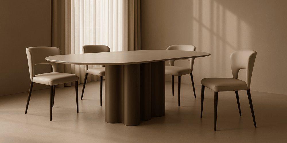 Moon Dining Table - 200 - Cocoa & Cream Ceramic - XShowhome Limited - Tommy Franks