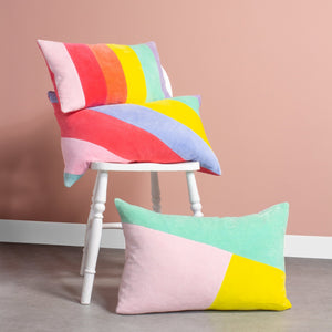 Morella 40x60 Feather Filled Cushion Mint & Pink/lemon - Canwell Interiors Limited - Riva