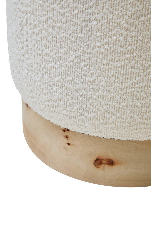 Mota Burl Wood And Cream Boucle Round Stool - Canwell Interiors Limited - Xshowhome