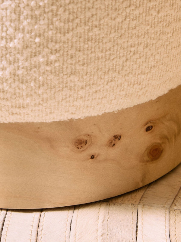 Mota Burl Wood And Cream Boucle Round Stool - XShowhome Limited - Xshowhome