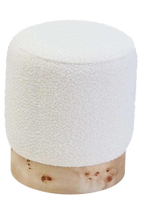 Mota Burl Wood And Cream Boucle Round Stool - XShowhome Limited - Xshowhome