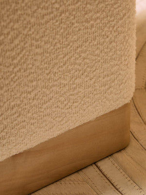 Mota Burl Wood And Cream Boucle Sqaure Stool - Canwell Interiors Limited - Xshowhome