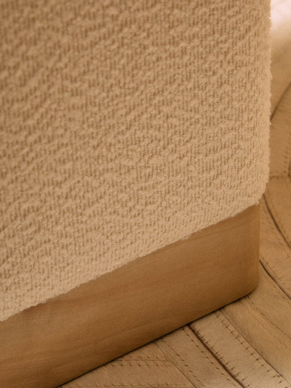 Mota Burl Wood And Cream Boucle Sqaure Stool - Canwell Interiors Limited - Xshowhome