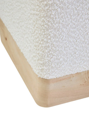 Mota Burl Wood And Cream Boucle Sqaure Stool - Canwell Interiors Limited - Xshowhome