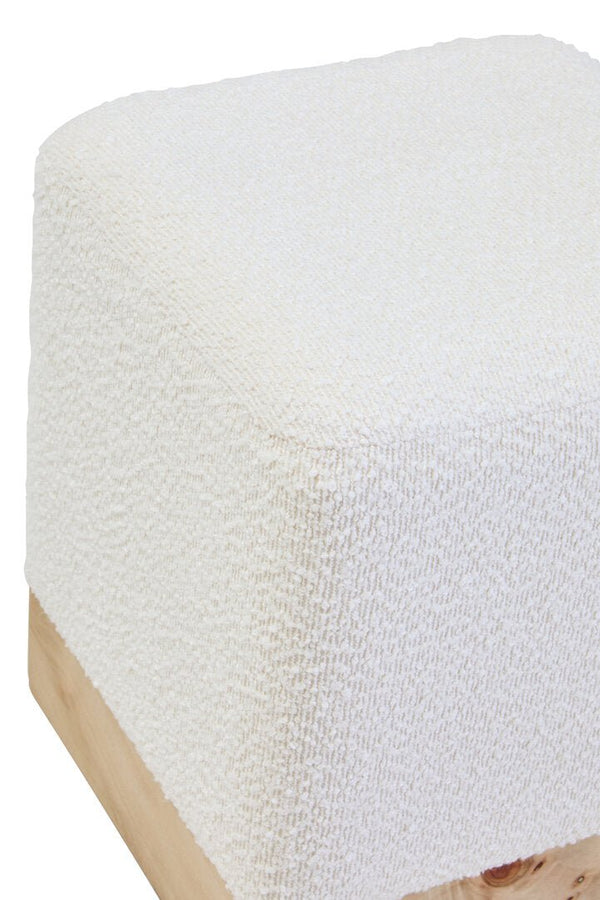 Mota Burl Wood And Cream Boucle Sqaure Stool - Canwell Interiors Limited - Xshowhome