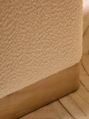 Mota Burl Wood And Cream Boucle Sqaure Stool - XShowhome Limited - Xshowhome