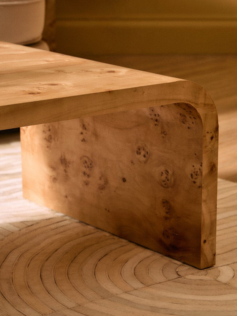 Mota Burl Wood Design Curved Coffee Table - Canwell Interiors Limited - Xshowhome