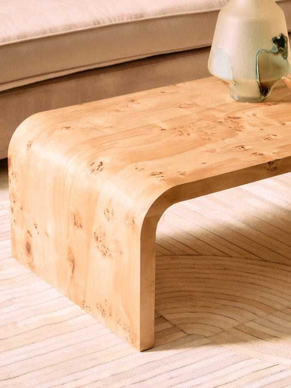 Mota Burl Wood Design Curved Coffee Table - Canwell Interiors Limited - Xshowhome