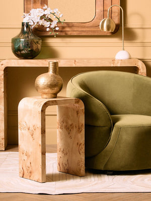 Mota Burl Wood Design Curved Side Table - Canwell Interiors Limited - Xshowhome