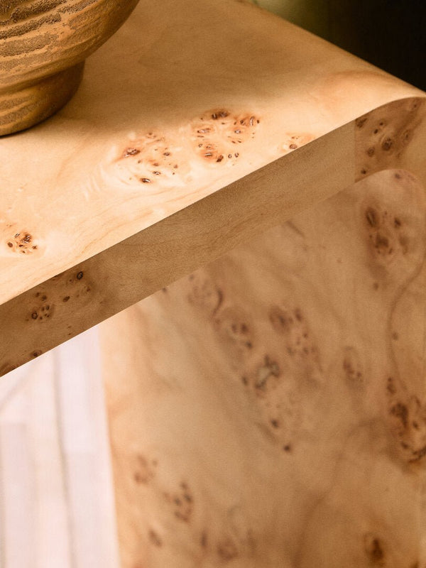 Mota Burl Wood Design Curved Side Table - Canwell Interiors Limited - Xshowhome