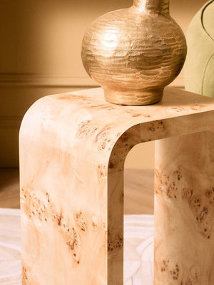 Mota Burl Wood Design Curved Side Table - Canwell Interiors Limited - Xshowhome