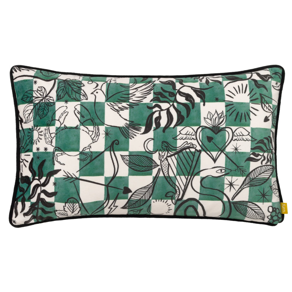 Mythos 30x50 Feather Filled Cushion Green/natural - Canwell Interiors Limited - Riva