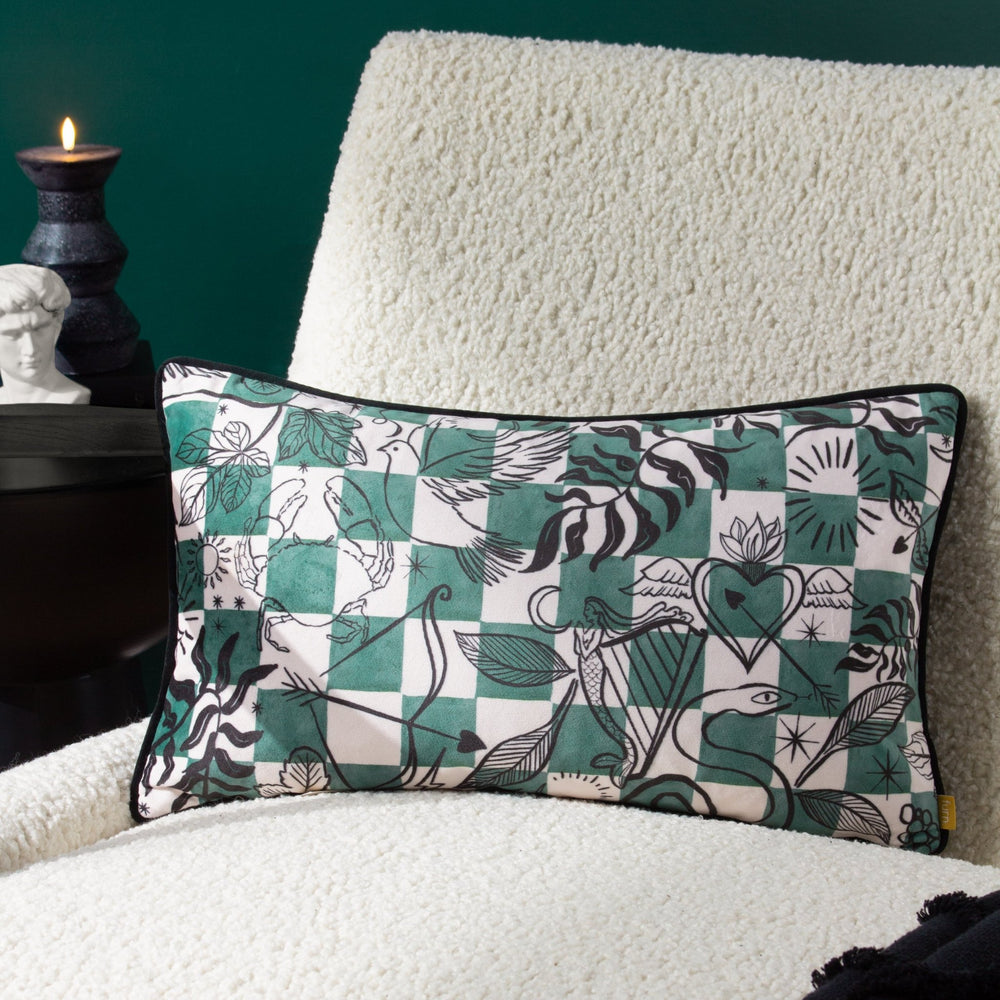 Mythos 30x50 Feather Filled Cushion Green/natural - Canwell Interiors Limited - Riva