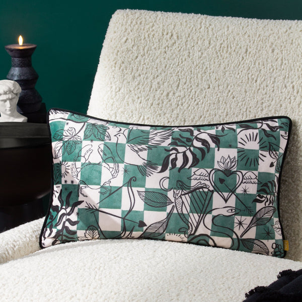 Mythos 30x50 Feather Filled Cushion Green/natural - Canwell Interiors Limited - Riva