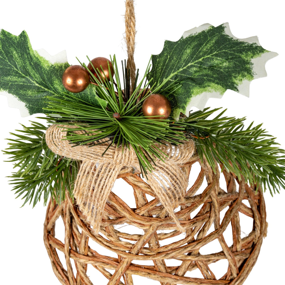 Natural Rattan Bell Decoration With Branches And Ribbon - Canwell Interiors Limited - Hills