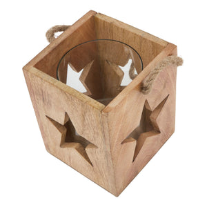Natural Wooden Large Star Tealight Candle Holder - Canwell Interiors Limited - Hills