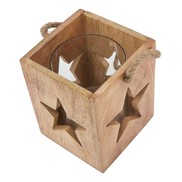 Natural Wooden Large Star Tealight Candle Holder - Canwell Interiors Limited - Hills