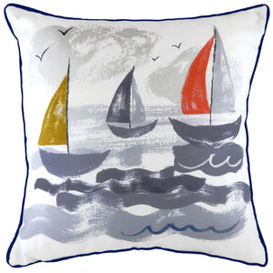 Nautical Sailboats 43x43 Feather Filled Cushion - Canwell Interiors Limited - Riva