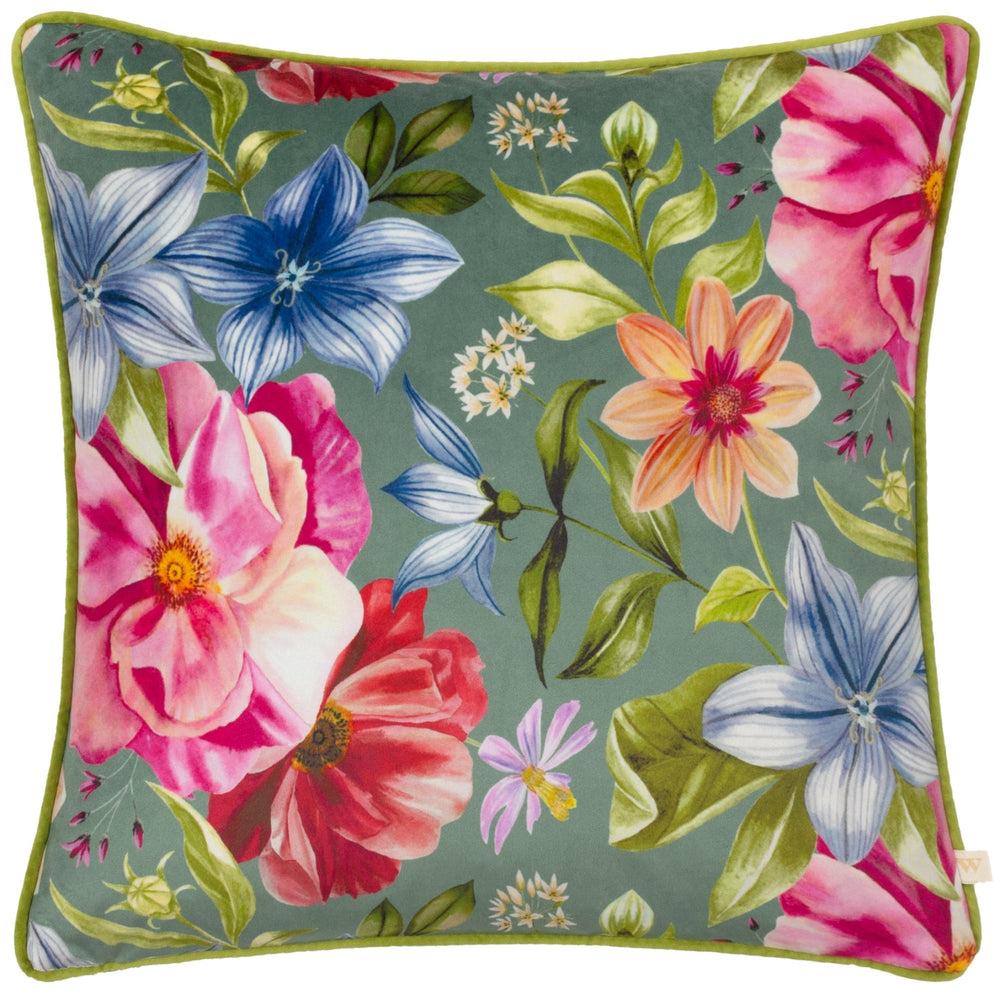 Nectar Garden Petunia 43x43 Feather Filled Cushion Teal - Canwell Interiors Limited - Riva