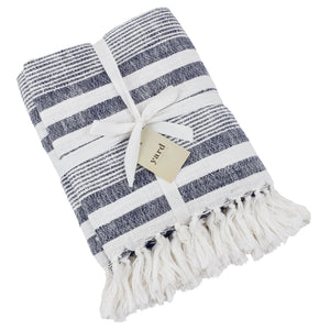 Neela Stripe 130x180 Throw Natural & Navy - Canwell Interiors Limited - Riva