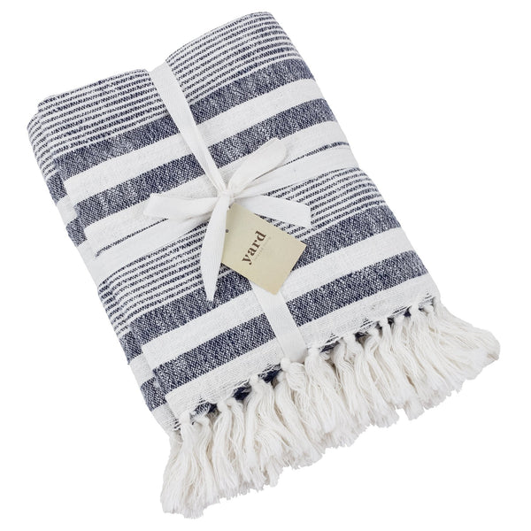 Neela Stripe 130x180 Throw Natural & Navy - Canwell Interiors Limited - Riva