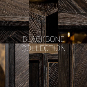 Nightstand Blackbone Gold 1 - Drawer (black Rustic) - Canwell Interiors Limited - Richmond