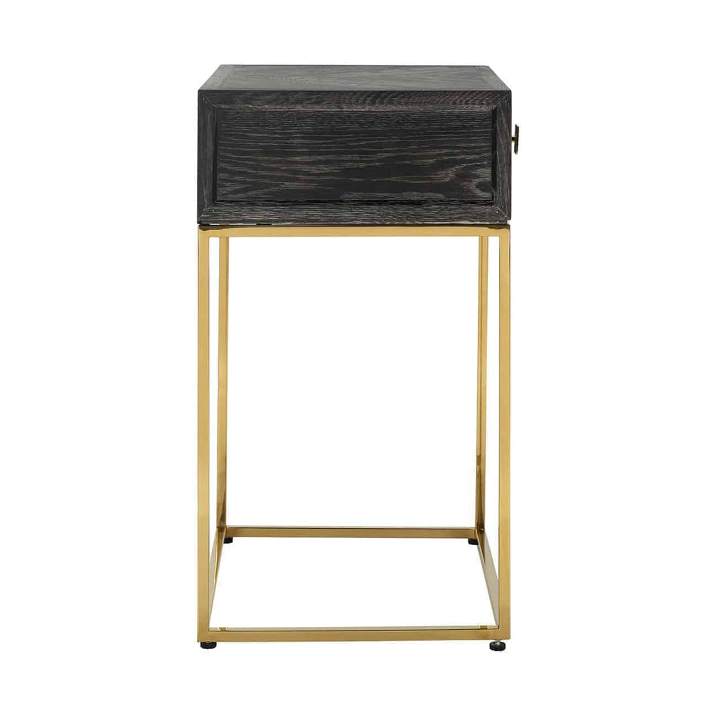 Nightstand Blackbone Gold 1 - Drawer (black Rustic) - Canwell Interiors Limited - Richmond