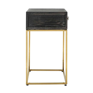 Nightstand Blackbone Gold 1 - Drawer (black Rustic) - Canwell Interiors Limited - Richmond