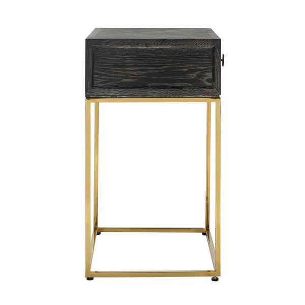 Nightstand Blackbone Gold 1 - Drawer (black Rustic) - Canwell Interiors Limited - Richmond