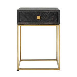Nightstand Blackbone Gold 1 - Drawer (black Rustic) - Canwell Interiors Limited - Richmond