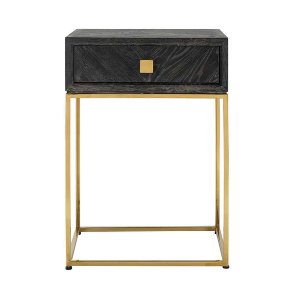 Nightstand Blackbone Gold 1 - Drawer (black Rustic) - Canwell Interiors Limited - Richmond