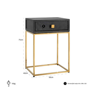 Nightstand Blackbone Gold 1 - Drawer (black Rustic) - Canwell Interiors Limited - Richmond