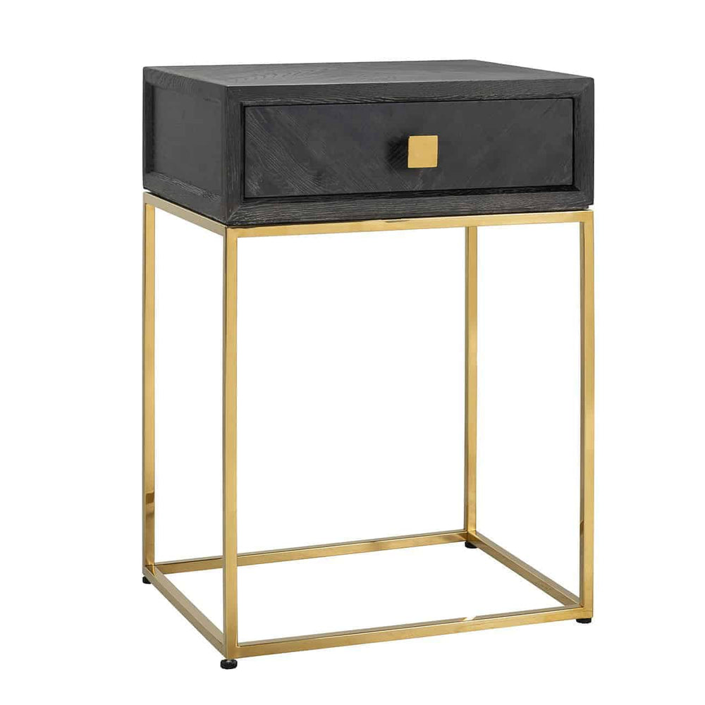 Nightstand Blackbone Gold 1 - Drawer (black Rustic) - Canwell Interiors Limited - Richmond
