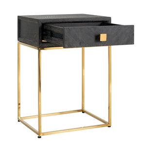 Nightstand Blackbone Gold 1 - Drawer (black Rustic) - Canwell Interiors Limited - Richmond